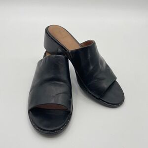 Frye Black Leather Open Toe Cindy Mules Block Heel Studded Sandals B 6.5M